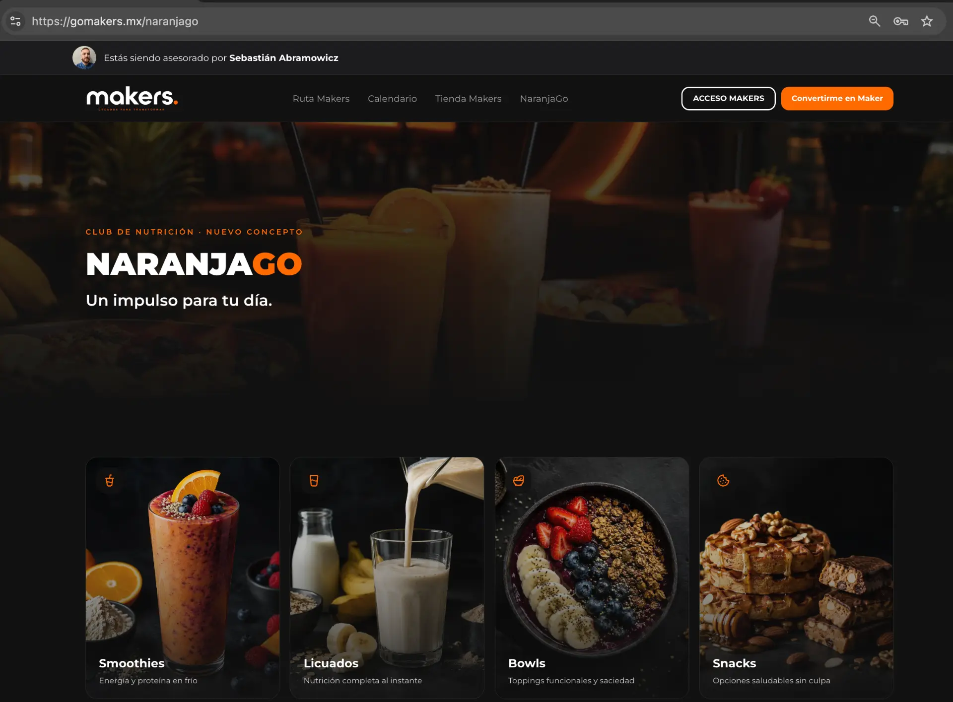 Makers: sub-sitio comercial NaranjaGo