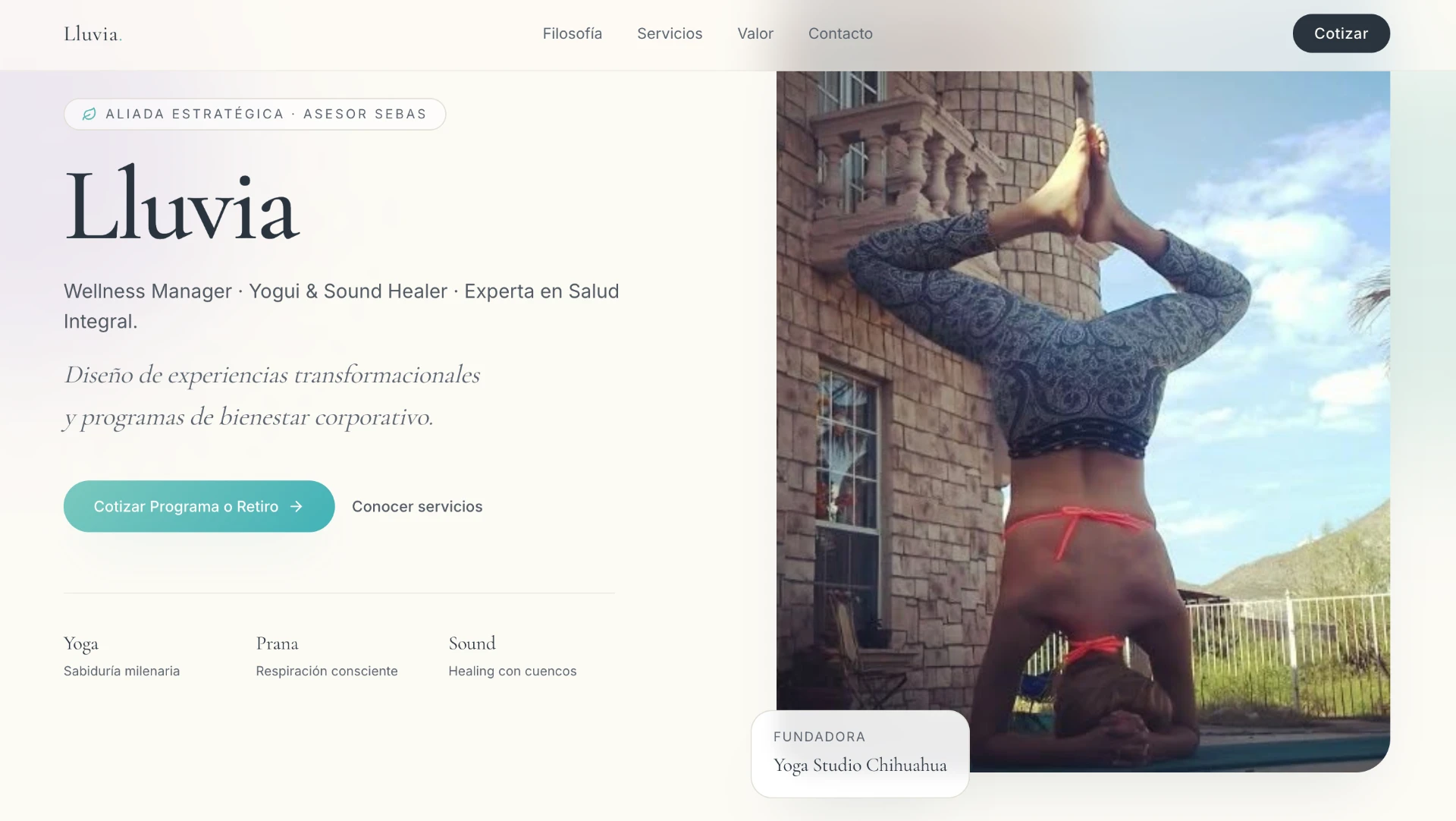 Sitio web de Lluvia Yoga Studio