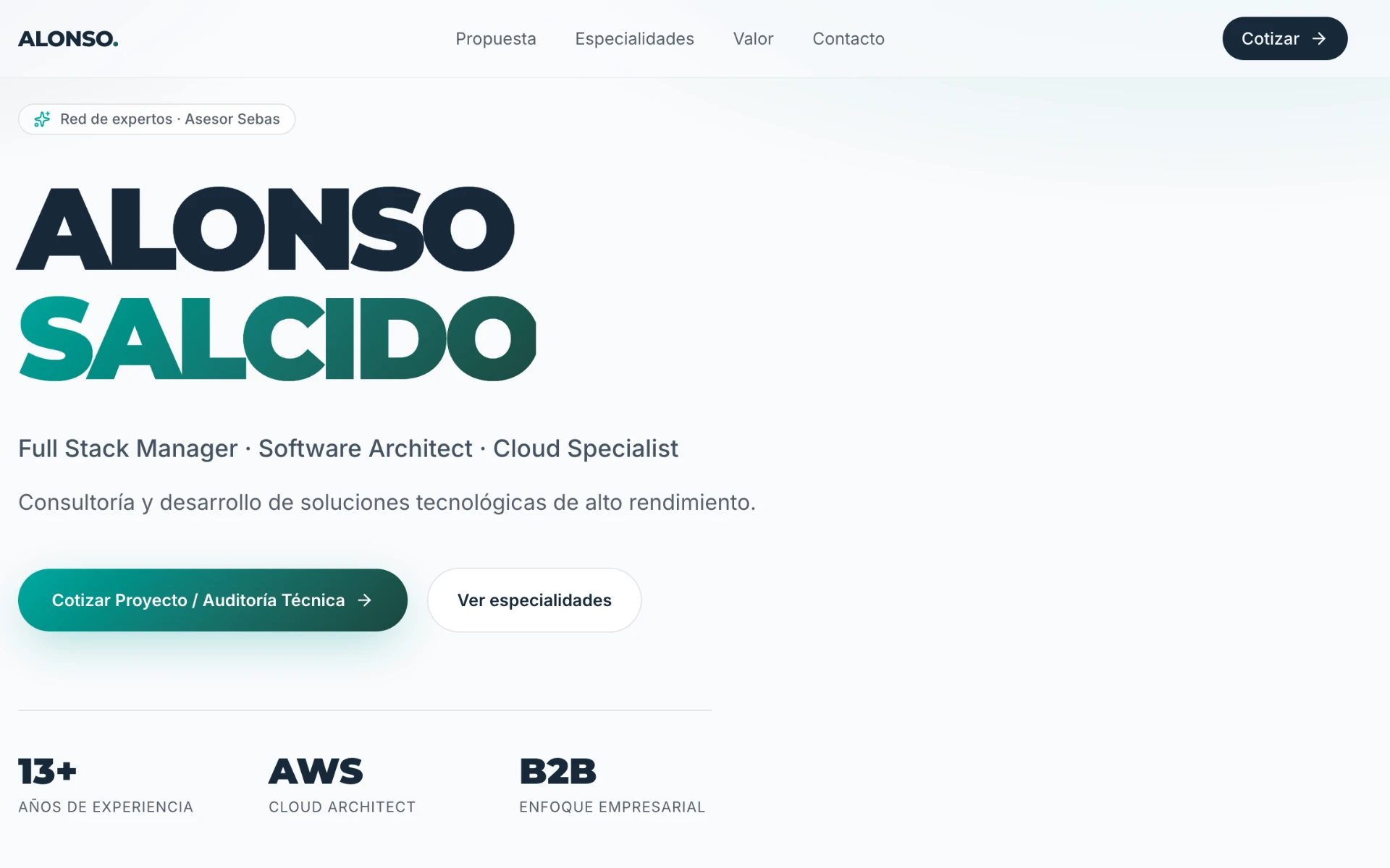 Sitio web ejecutivo de Alonso Salcido