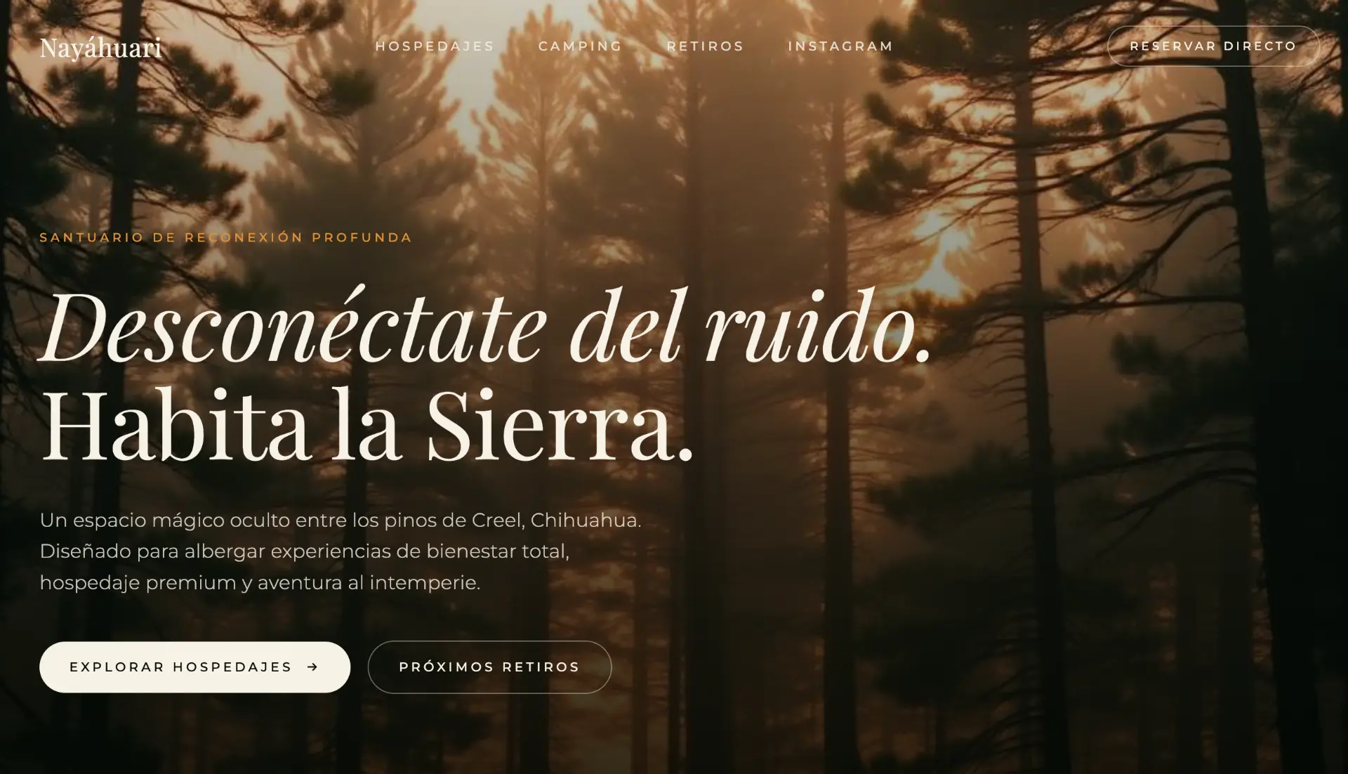 Sitio web del santuario Nayáhuari en Creel, Chihuahua