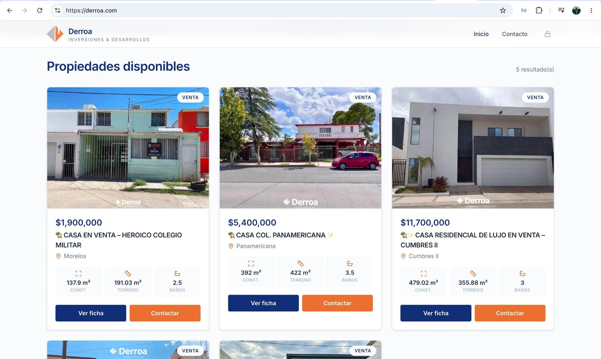 Derroa: catálogo de propiedades disponibles