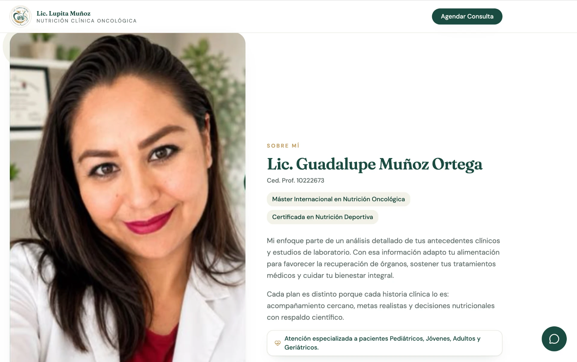 Sitio web de NutriClínica de la Dra. Guadalupe Muñoz