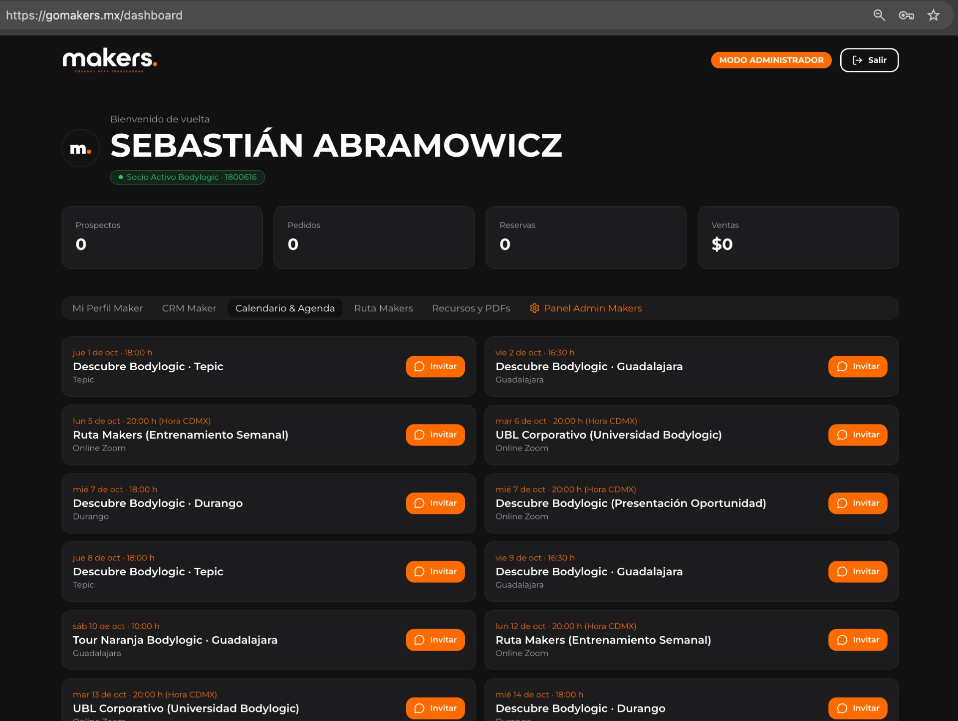 Makers: Calendario y Agenda de eventos con atribución